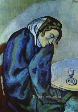 Drunk woman is tired Femme ivre se fatigue 1902 Pablo Picasso Oil Paintings